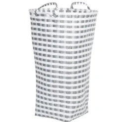 Outlet Panière à linge tressée gris et blanc Entretien Du Linge