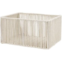 Best Panière ajouré acier et conton beige - 35x25xH18cm Taille M Rangement