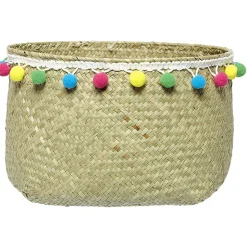 Best Panière décor pompons multicolores Ø24xH24 cm Rangement