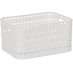 Online Panière de rangement blanche effet tressé 2 L Entretien Du Linge