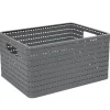 Best Panière de rangement grise effet tressé 18 L Entretien Du Linge