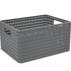 Best Panière de rangement grise effet tressé 18 L Entretien Du Linge