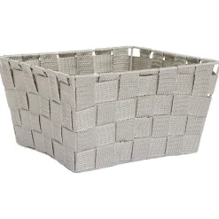 Best Panière de rangement tressée gris clair Taille L - 21,5x12xH21,5cm Rangement