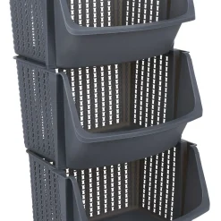 Best Panière de rangement x3 gris Rangement
