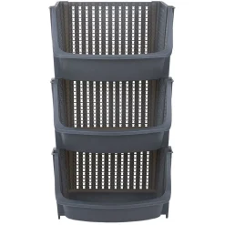 Best Panière de rangement x3 gris Rangement