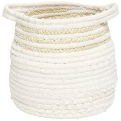 Best Panière en jute et coton blanc 24 x 18 x H.22 cm Rangement