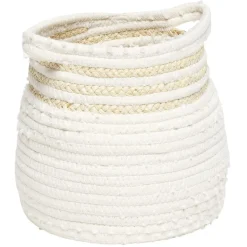 Best Panière en jute et coton blanc 24 x 18 x H.22 cm Rangement