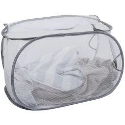 Online Panière 2-en-1 pliable 72L acier et polyester gris 38x38xH64cm Entretien Du Linge