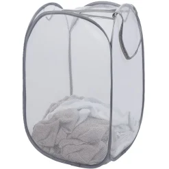 Online Panière 2-en-1 pliable 72L acier et polyester gris 38x38xH64cm Entretien Du Linge