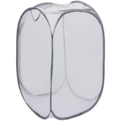 Online Panière 2-en-1 pliable 72L acier et polyester gris 38x38xH64cm Entretien Du Linge