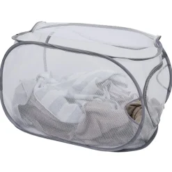 Online Panière 2-en-1 pliable 72L acier et polyester gris 38x38xH64cm Entretien Du Linge