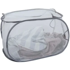 Online Panière 2-en-1 pliable 72L acier et polyester gris 38x38xH64cm Entretien Du Linge