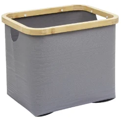 Best Panière grise armature bambou petit modèle Rangement