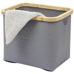Best Panière grise armature bambou petit modèle Rangement