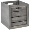 Best Panière grise rectangulaire en bois cérusé Box Cube Rangement