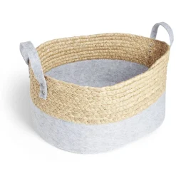 Sale Panière jacinthe d'eau feutrine beige et gris clair 40x30xH18cm Rangement