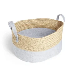 Sale Panière jacinthe d'eau feutrine beige et gris clair 40x30xH18cm Rangement