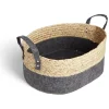 Sale Panière jacinthe d'eau feutrine beige et gris foncé 37x27xH15cm Rangement
