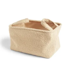Sale Panière laine bouclée beige 32x22xH18cm Rangement