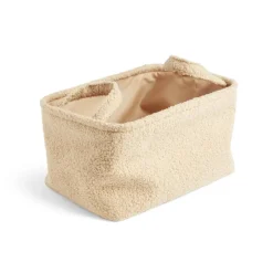 Sale Panière laine bouclée beige 32x22xH18cm Rangement