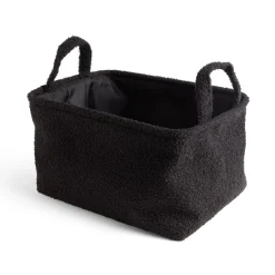 New Panière laine bouclée noire 36x26xH20cm Rangement