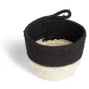 Best Panière naturelle jacinthe d'eau coton beige et noir Ø15xH12cm Rangement