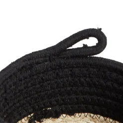 Best Panière naturelle jacinthe d'eau coton beige et noir Ø15xH12cm Rangement