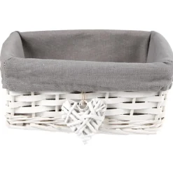 Sale Panière osier blanche et tissu gris Rangement