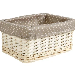 Best Panière osier taupe à pois blancs Rangement