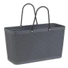 Best Panière plastique gris effet tressé anses noires Rangement