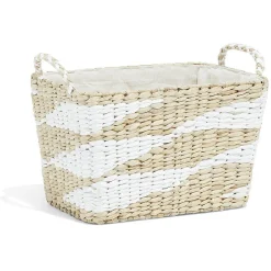 Best Panière rectangulaire en jacinthe d'eau blanc naturel taille M Rangement
