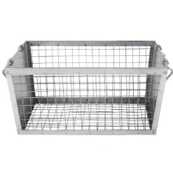 Best Panière rectangulaire métal ajouré gris H. 20 cm Rangement