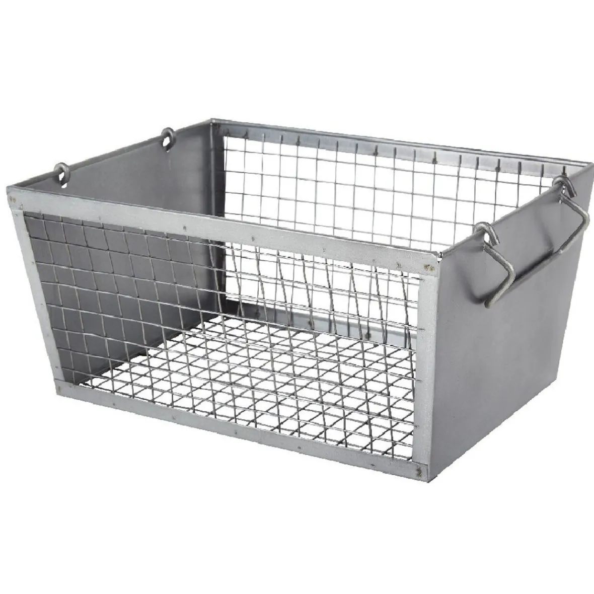 Best Panière rectangulaire métal ajouré gris H. 20 cm Rangement