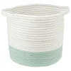 Best Panière ronde bicolore en coton vert et blanc Ø25xH.23 cm Rangement