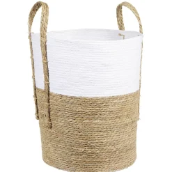 Best Panière ronde blanc naturel Ø40xH50 cm Rangement