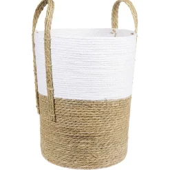 Best Panière ronde blanc naturel Ø35xH45 cm Rangement