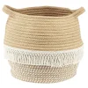 Sale Panière ronde coton tissé naturel décor macramé Ø30xH.26 cm Rangement