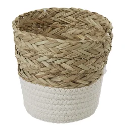 Best Panière ronde en jonc de mer blanc naturel petit modèle Rangement
