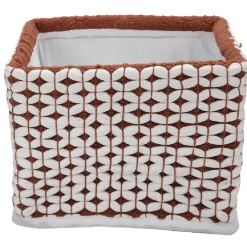 Best Panière tissu crocheté bicolore L 34x l 24 x H 20 cm Rangement