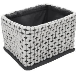 Best Panière tissu crocheté bicolore L 34x l 24 x H 20 cm Rangement