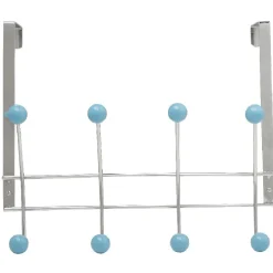 Sale Patère de porte 8 crochets boule bleu Rangement