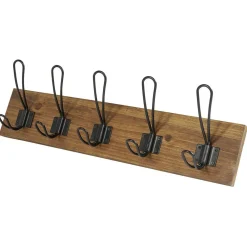 Best Patère en bambou 5 crochets métal noir L48cm Rangement