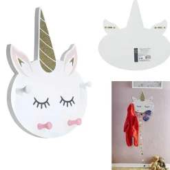 Best Patère licorne 4 crochets blanc rose doré Rangement