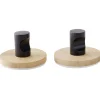 Sale Patère murale ronde bambou et métal Ø5cm x2 Rangement