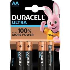 Pile alacaline Duracell Ultra AA 1,5 Volts LR06 - Lot de 4^Gifi Online