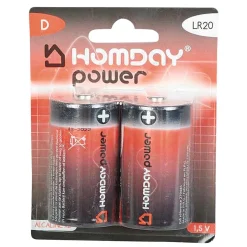 Pile Alcaline Homday Power LR20 x2^Gifi Outlet
