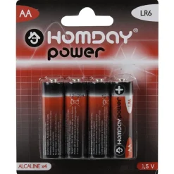 Pile Alcaline LR06 type AA 1,5V Homday Power x4^Gifi Online
