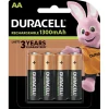 Pile rechargeable Duracell AA 1300 mAh, LR6 - Lot de 4^Gifi