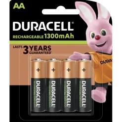 Pile rechargeable Duracell AA 1300 mAh, LR6 - Lot de 4^Gifi