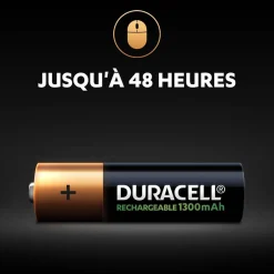Pile rechargeable Duracell AA 1300 mAh, LR6 - Lot de 4^Gifi
